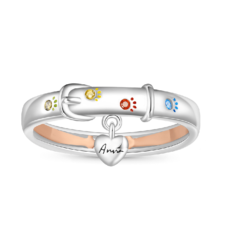 Collar Paw Print Band Ring