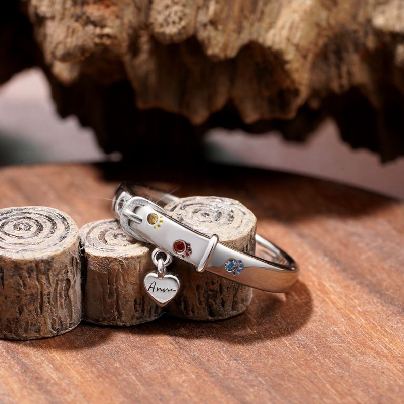 Collar Paw Print Band Ring