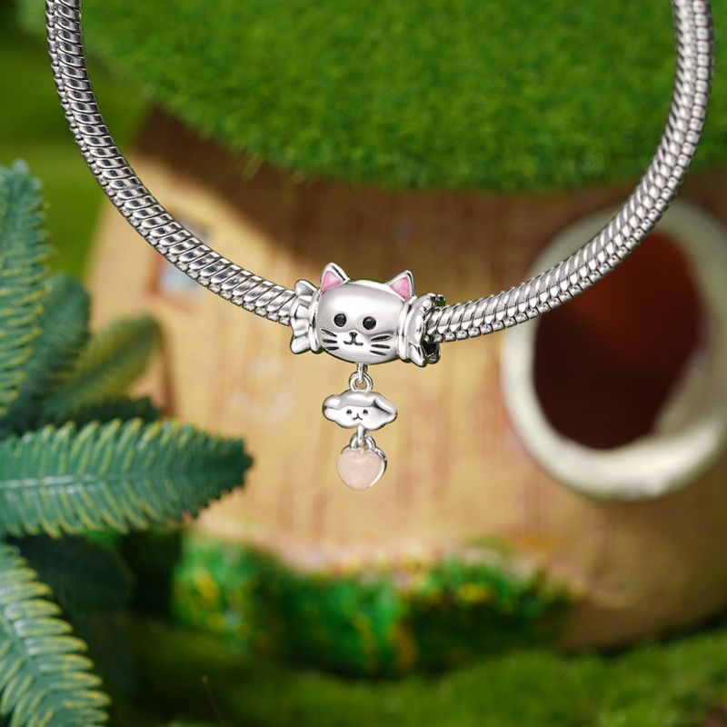 Balloon Cat Heart Charm