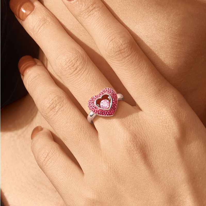 Sparkling Pavé Heart Dancing Ring
