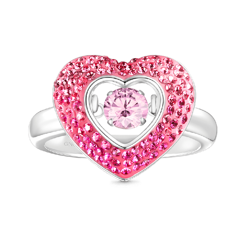 Sparkling Pavé Heart Dancing Ring