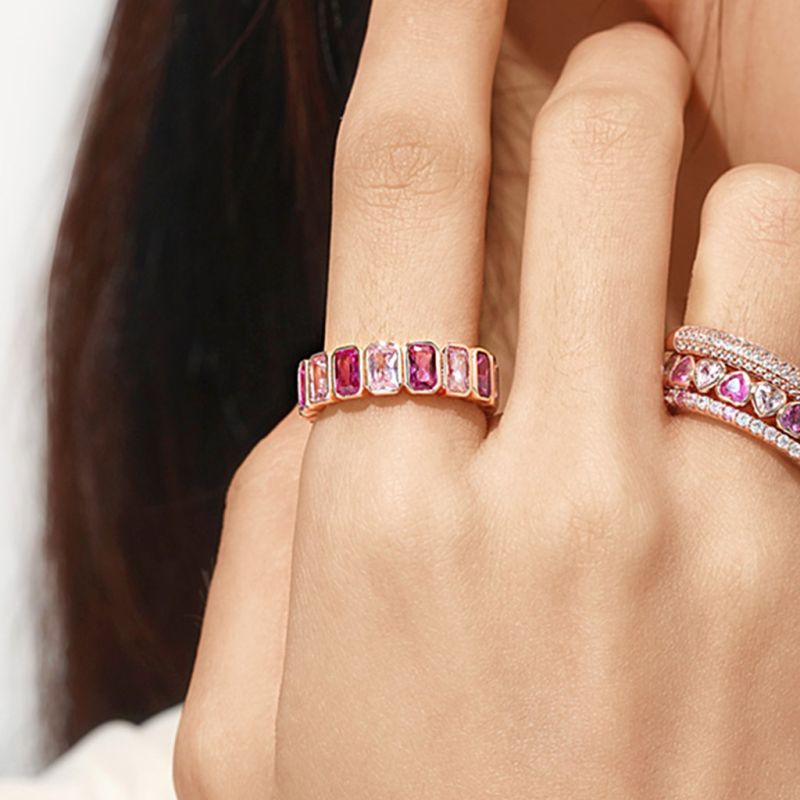 Morganite Baguette Cut Bezel Band