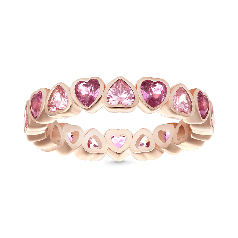 Morganite Heart Bezel Eternity Band