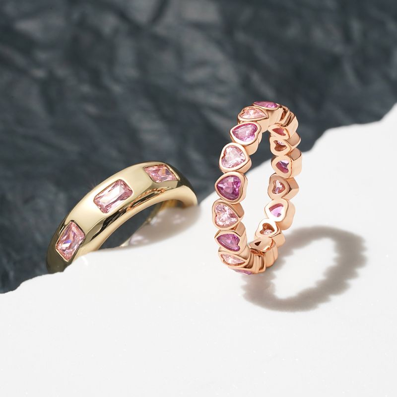 Morganite Heart Bezel Eternity Band