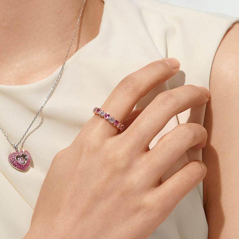 Morganite Heart Bezel Eternity Band