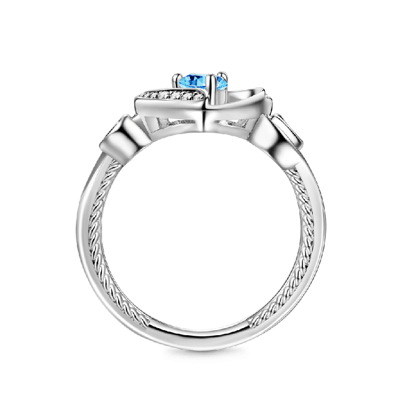 Love Heart Round Cut Birthstone Ring