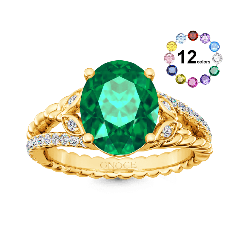 Emerald Oval-cut Vintage Split Shank Ring