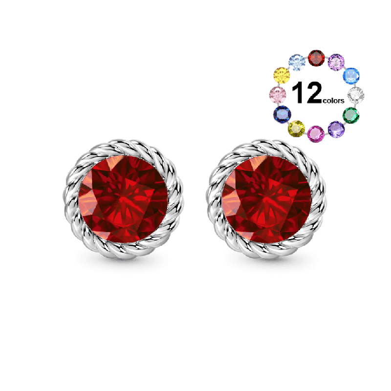 Twisted Rope Birthstone Earrings