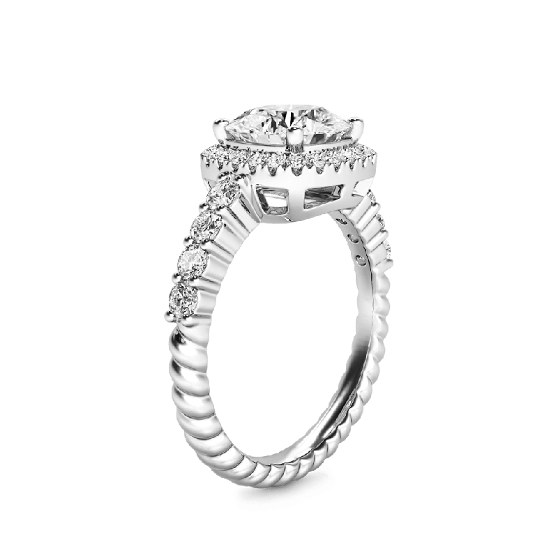 Cushion-cut Halo Side Stone Ring