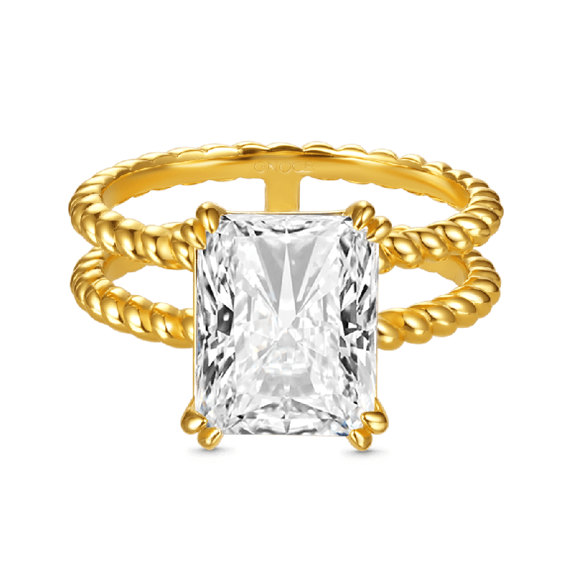 Radiant-cut Soliatire Split Shank Ring