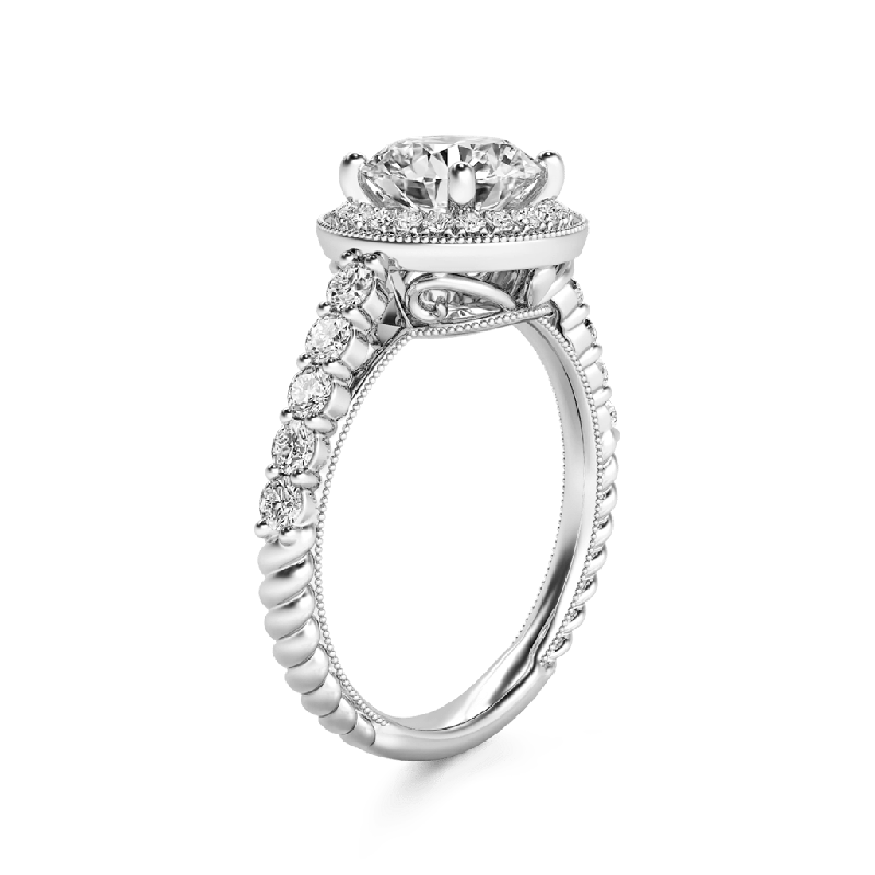 Vintage Round Cut Halo Milgrain Ring