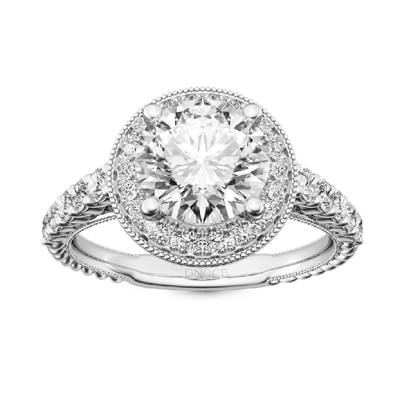 Vintage Round Cut Halo Milgrain Ring