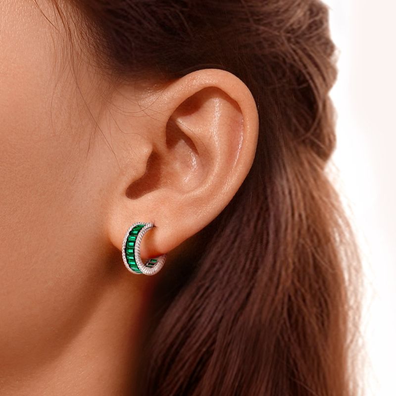 Paved Twisted Rope C Hoop Earrings