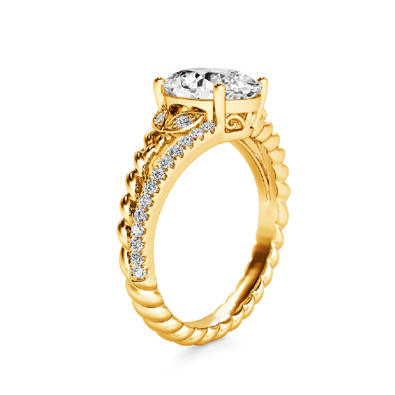 Diamond Oval-cut Vintage Split Shank Ring