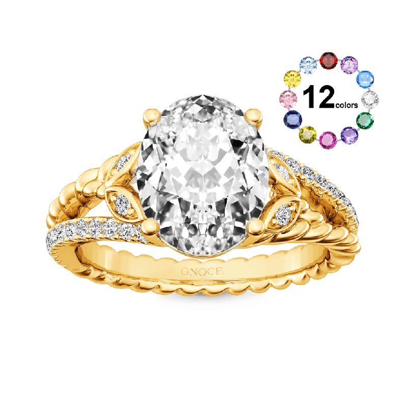 Diamond Oval-cut Vintage Split Shank Ring