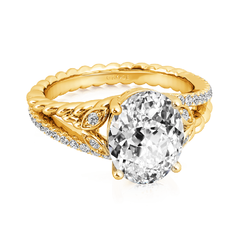 Diamond Oval-cut Vintage Split Shank Ring