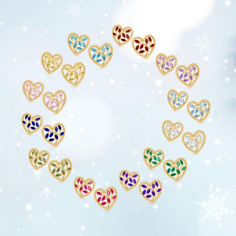 Olive Leaf Twisted Rope Heart Stud Earrings