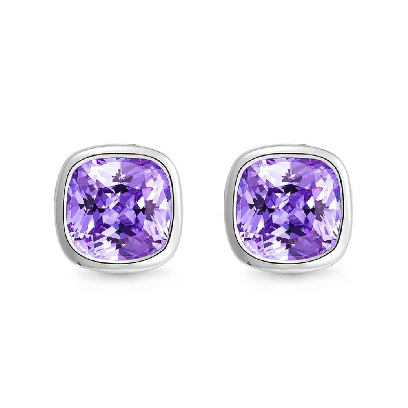 Asscher Cut Halo Stud Earrings