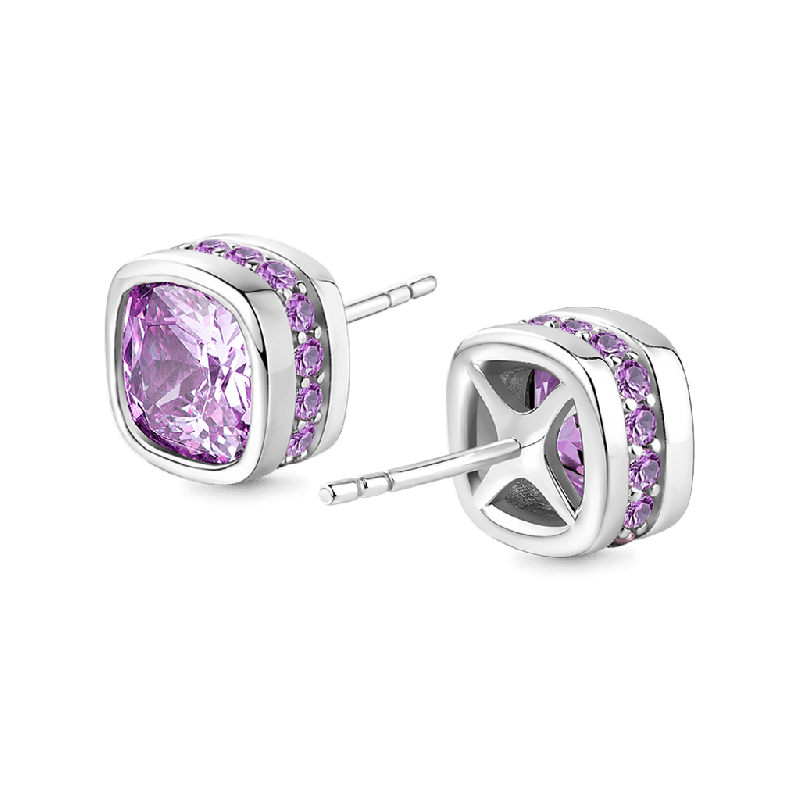 Asscher Cut Halo Stud Earrings