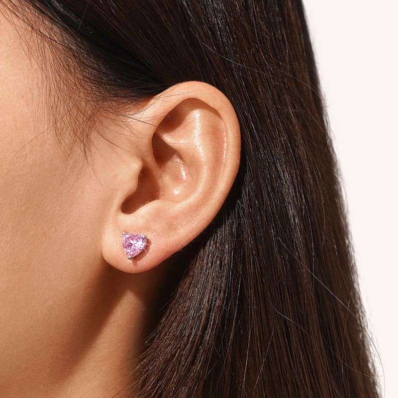 Heart Cut Birthstone Stud Earrings