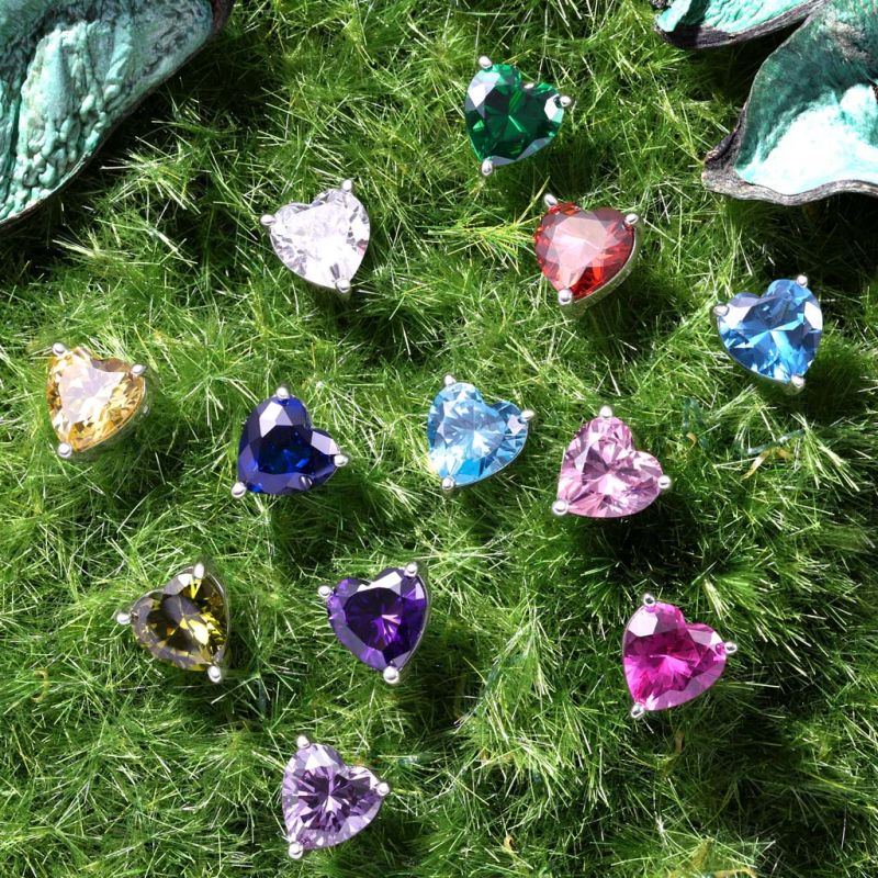 Heart Cut Birthstone Stud Earrings