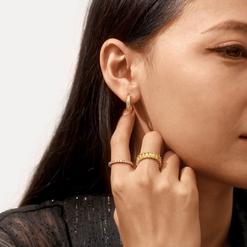 Citrine Baguette Cut Eternity Hoop Earrings