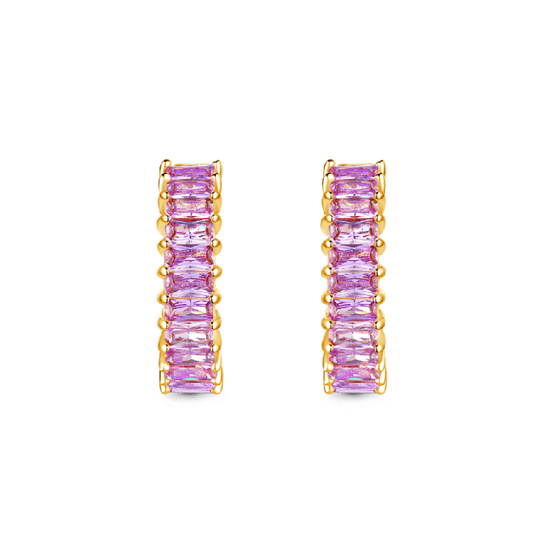 Baguette Cut Eternity Hoop Earrings