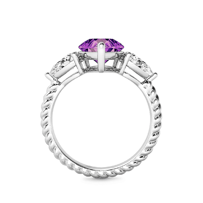 Three-stone Twisted Rope Ring