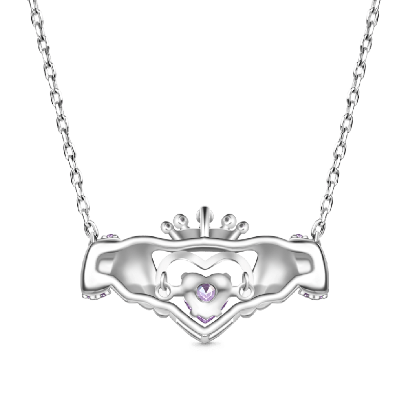 Hands Heart Crown Necklace
