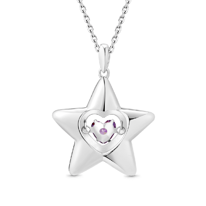 Dancing Heart Amethyst Star Necklace