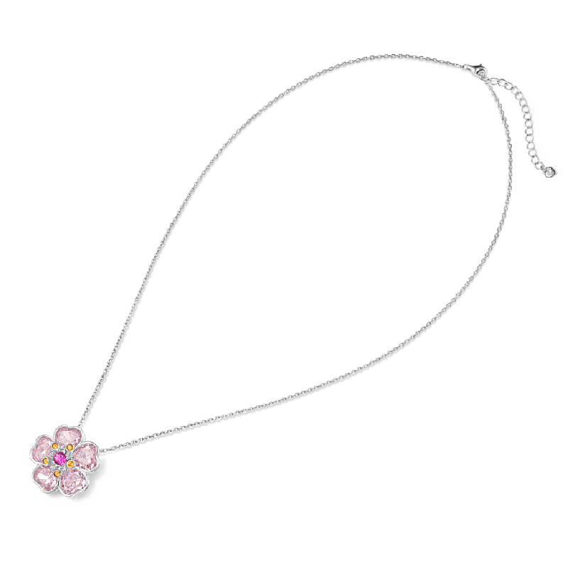 Cherry Blossoms Heart Cut Necklace
