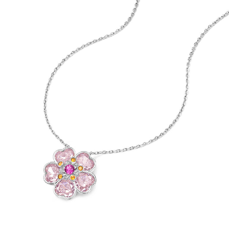 Cherry Blossoms Heart Cut Necklace