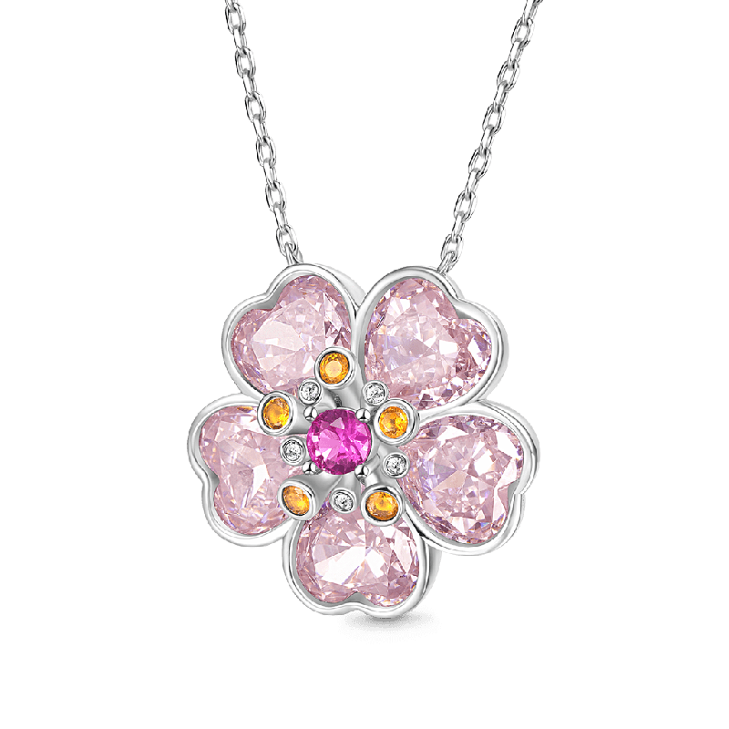 Cherry Blossoms Heart Cut Necklace