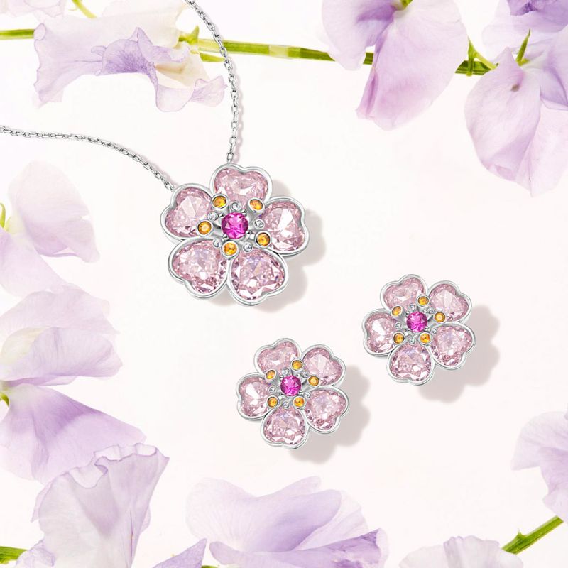 Cherry Blossoms Heart Cut Necklace