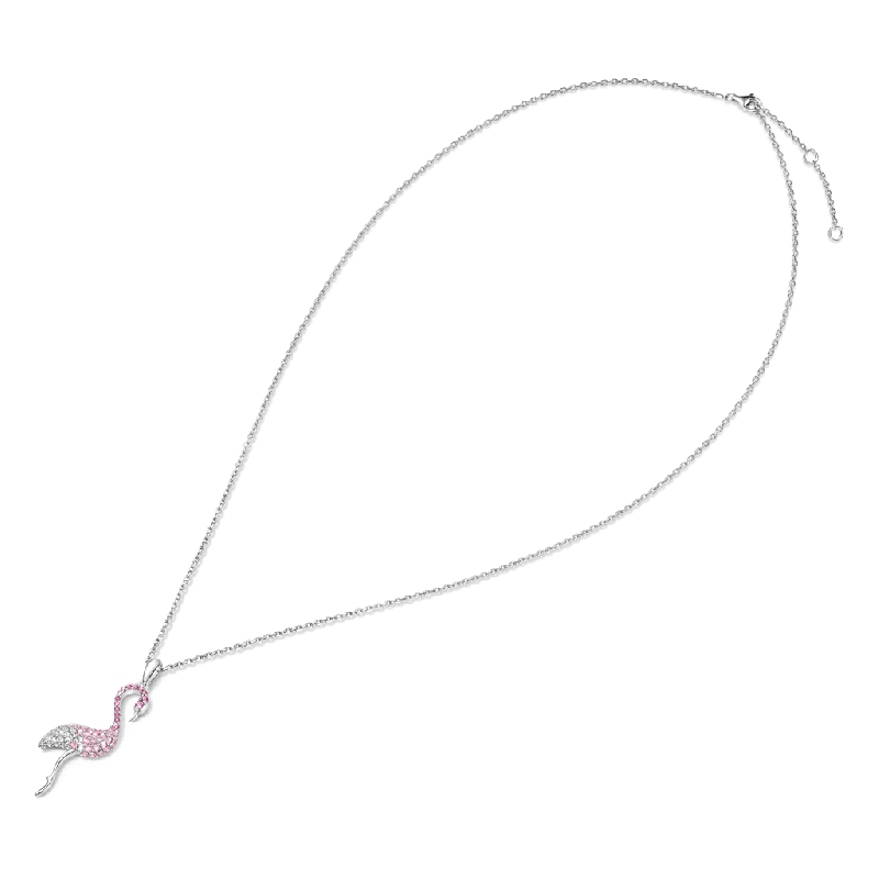 Gradient Pink Flamingo Pave Necklace