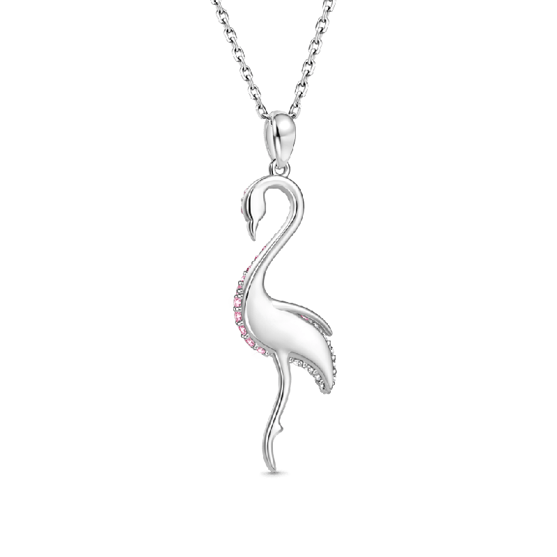 Gradient Pink Flamingo Pave Necklace
