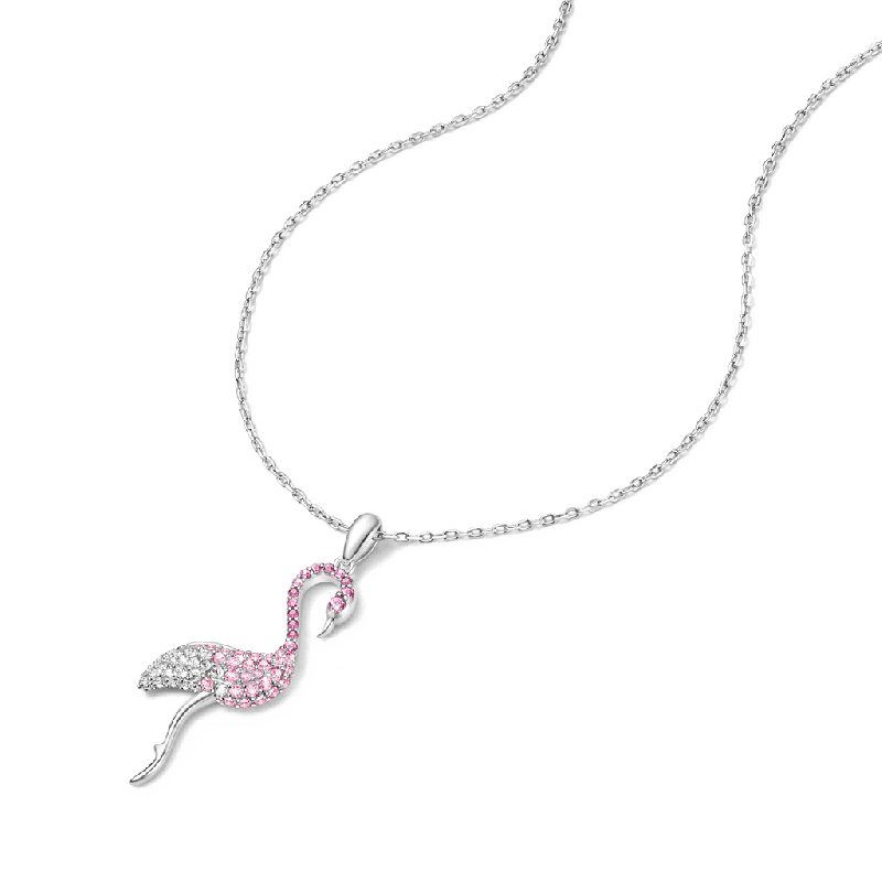 Gradient Pink Flamingo Pave Necklace