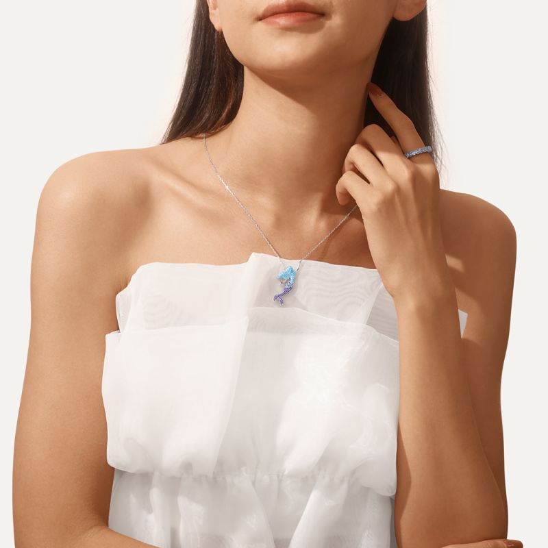 Blue Mermaid Pendant Necklace