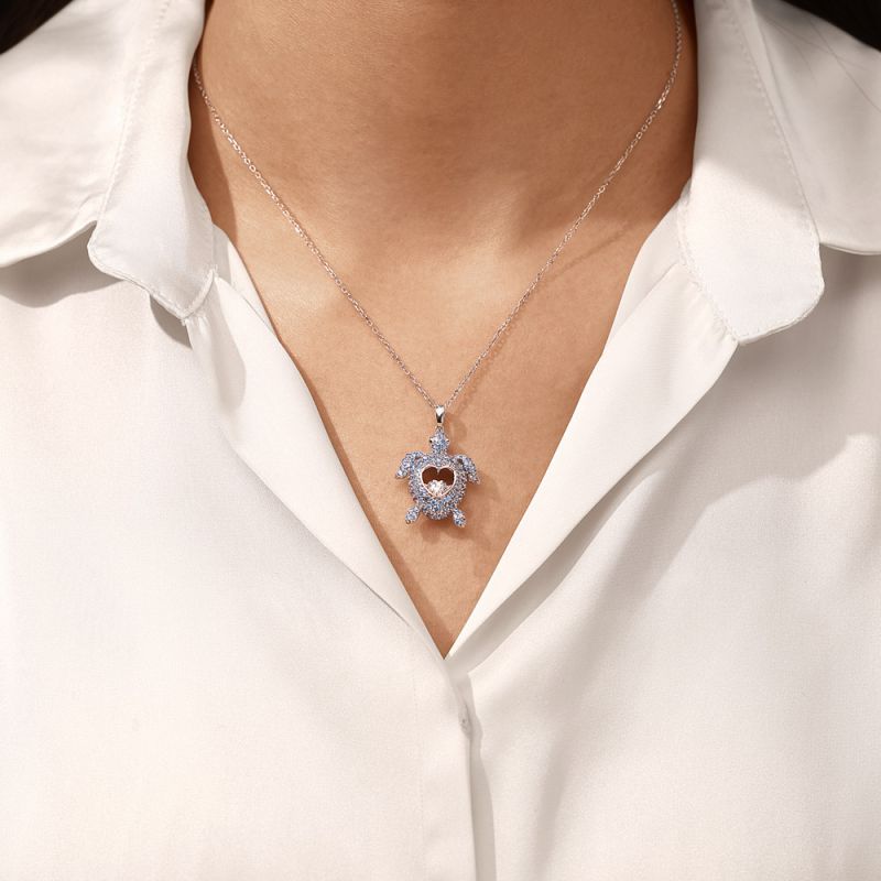 Turtle Dancing Heart Necklace