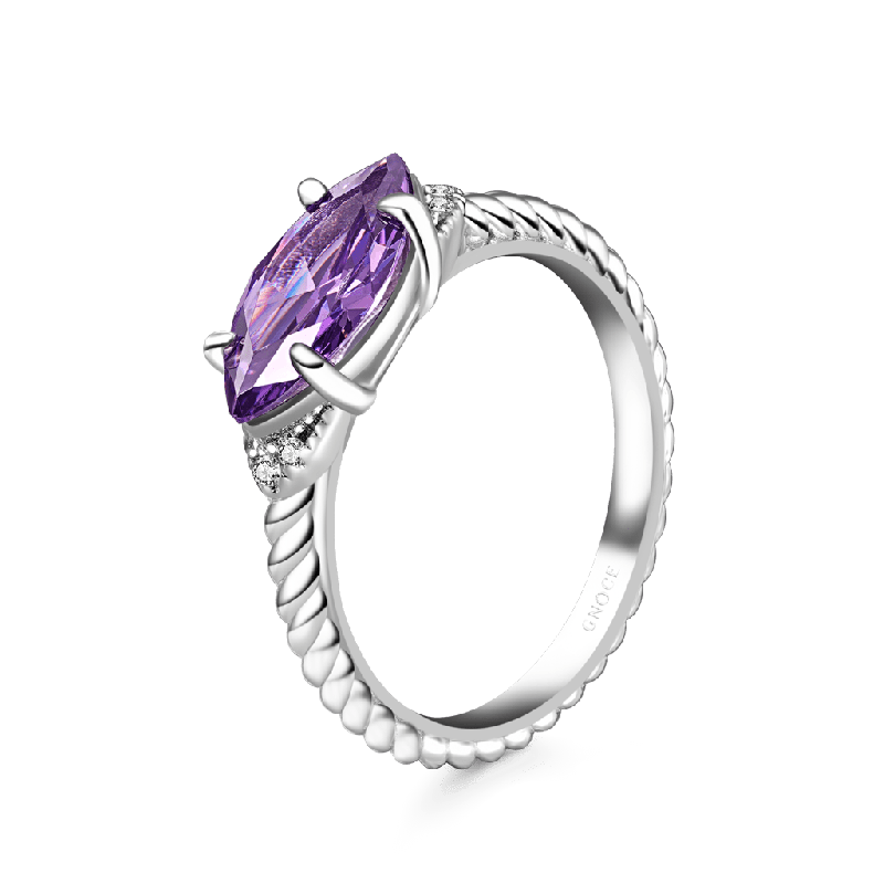 Marquise Amethyst Twisted Rope Ring