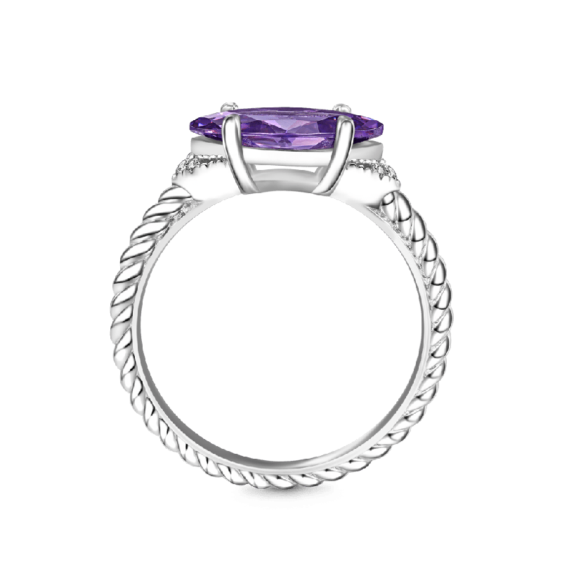 Marquise Amethyst Twisted Rope Ring