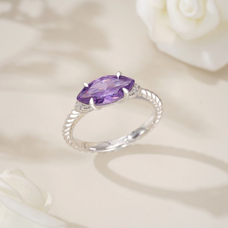 Marquise Amethyst Twisted Rope Ring