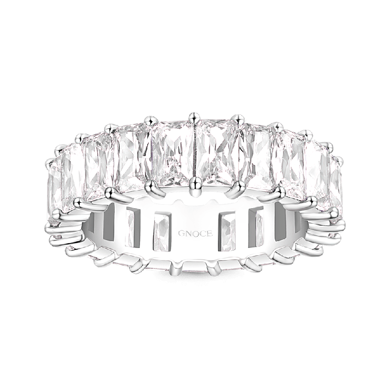 White Topaz Baguette Cut Band Ring