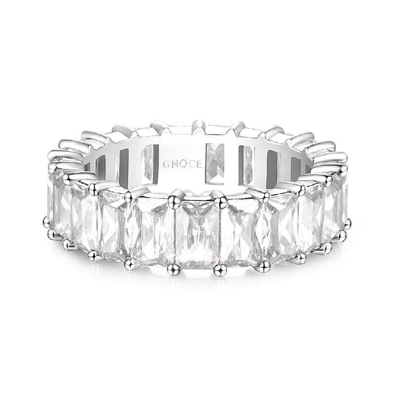 White Topaz Baguette Cut Band Ring