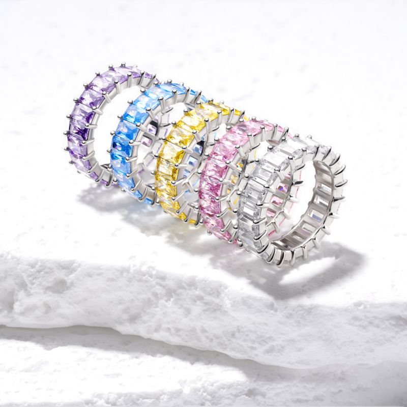 White Topaz Baguette Cut Band Ring