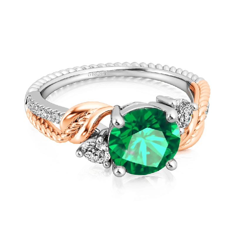 Two-tone Three Stone Twisting Ring