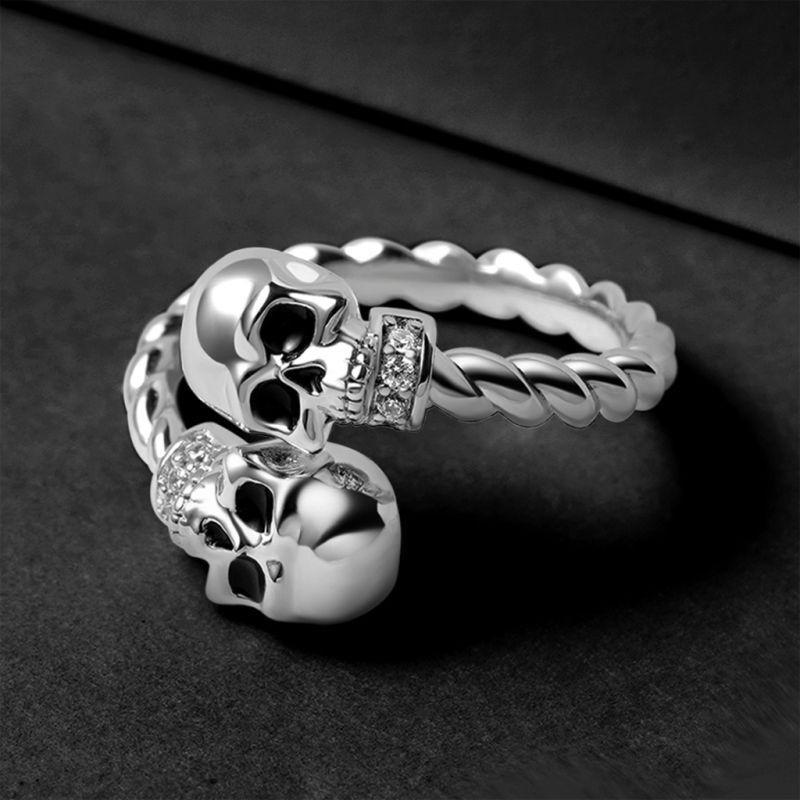 Adjustable Skulls Twisted Rope Ring