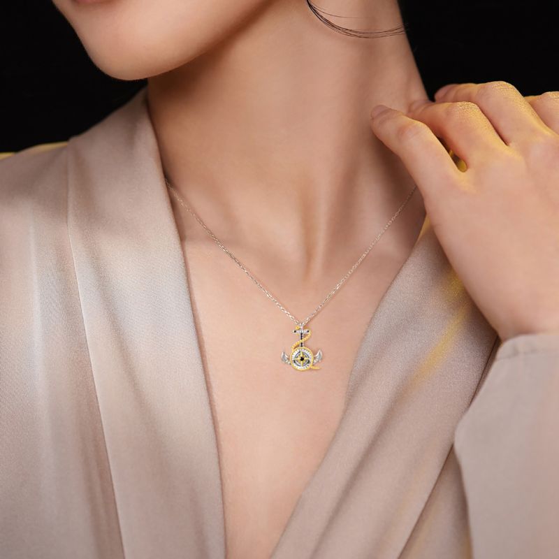 Anchor & Compass Twisted Rope Necklace