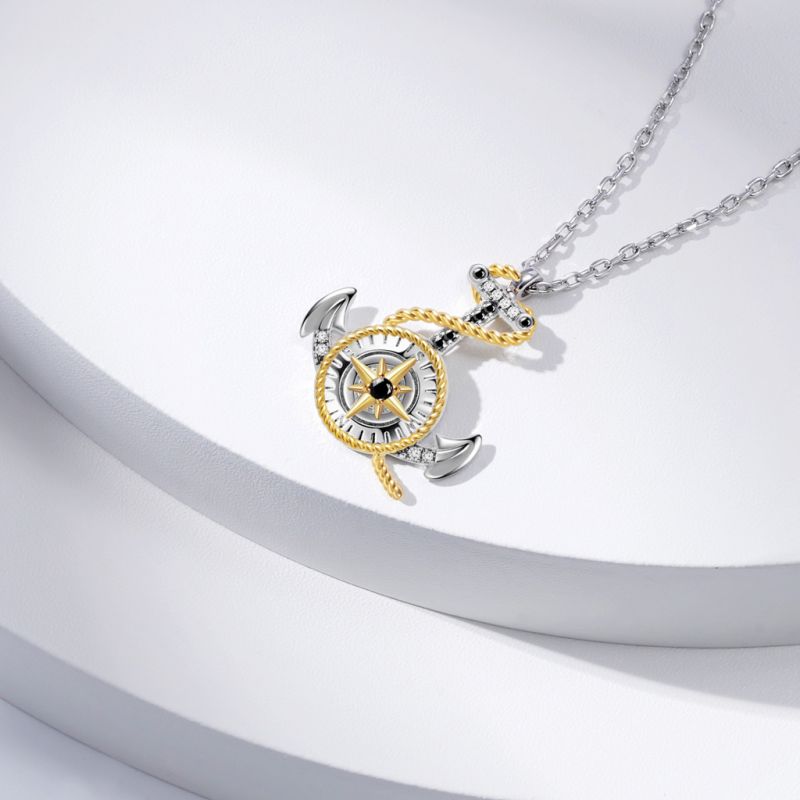 Anchor & Compass Twisted Rope Necklace