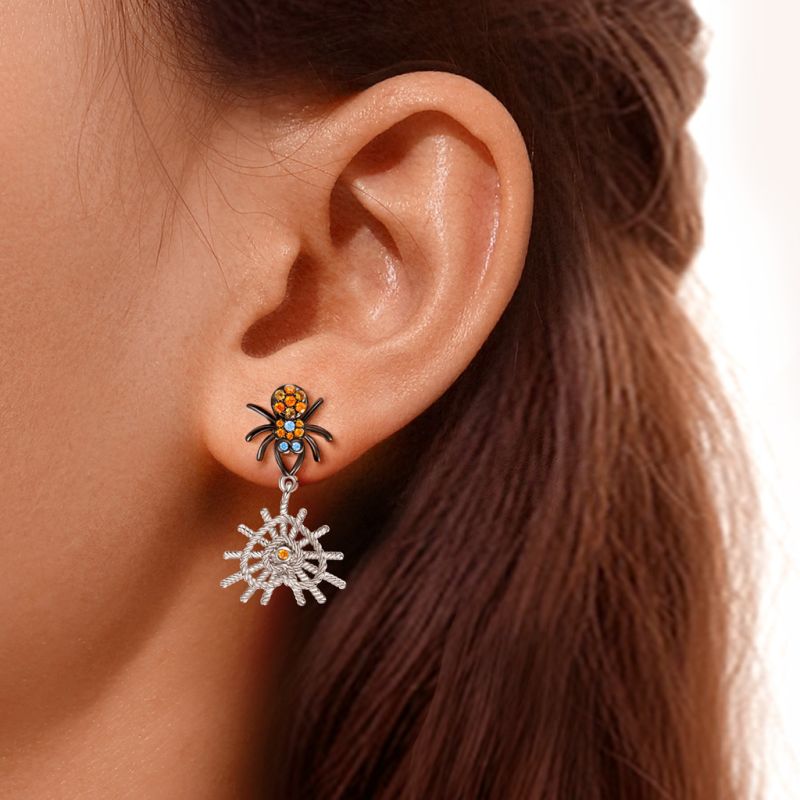 Spider & Heart Net Drop Earrings